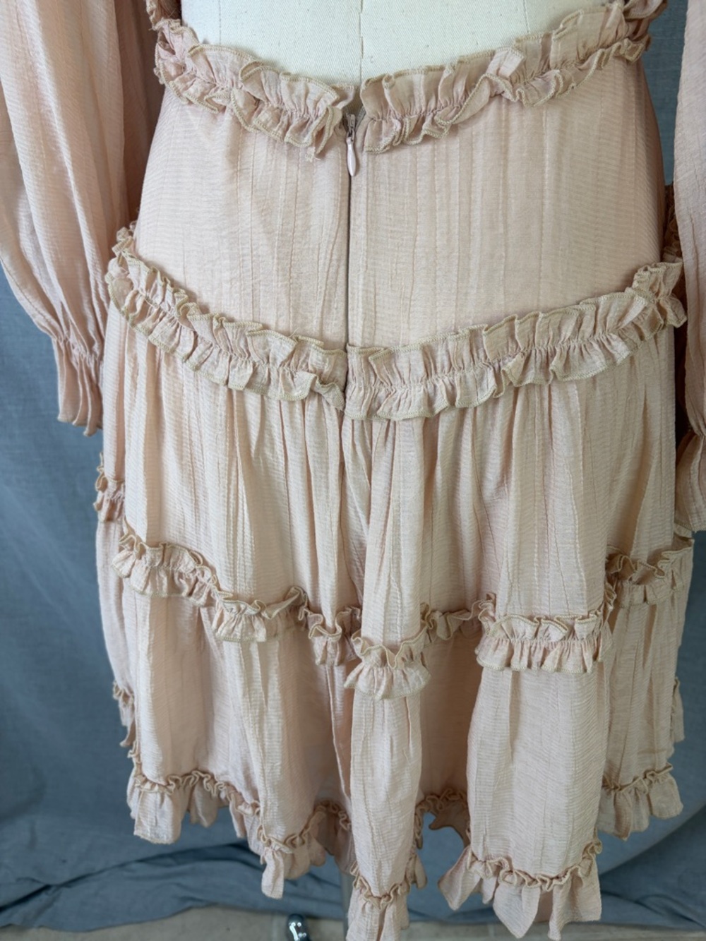 Princess Polly Pink Ruffle Mini Dress Open Back Long Sleeve 8 Pastel Party - Picture 7 of 11
